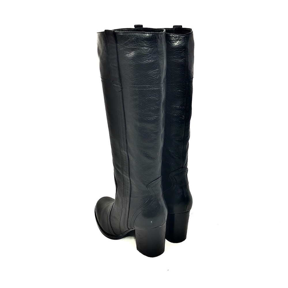 Steve Madden Black Leather Knee-High Heeled Boots - Picture 11 of 12